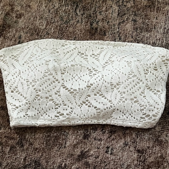 Aerie White Lace Strapless Bikini Top Size Medium - Picture 1 of 3